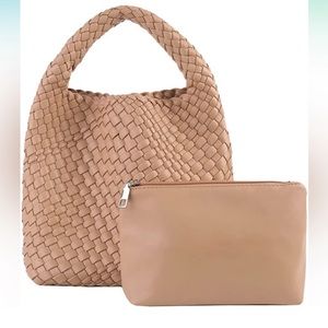 Woven Leather Bucket Bag